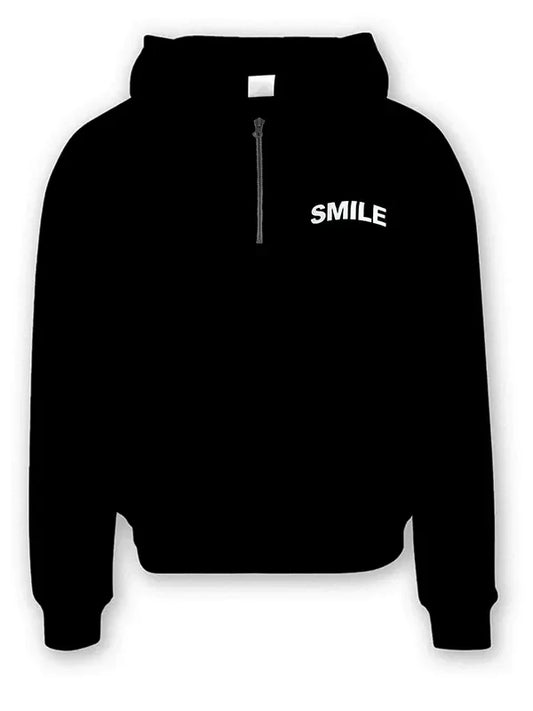 Smile Street Style Custom Hoodie Bold Graphic Black Pullover