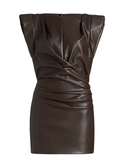 Ronny Kobo Dila Leather Cap-Sleeve Minidress