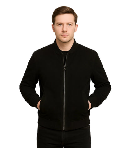 Adamsville Men’s Black Suede Bomber Jacket