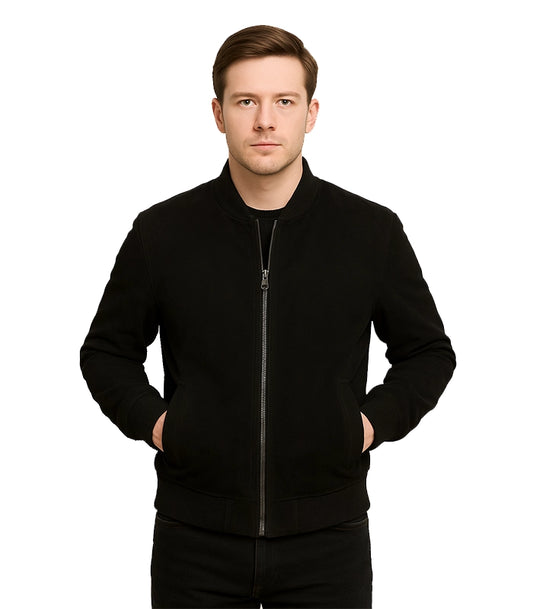 Adamsville Men’s Black Suede Bomber Jacket