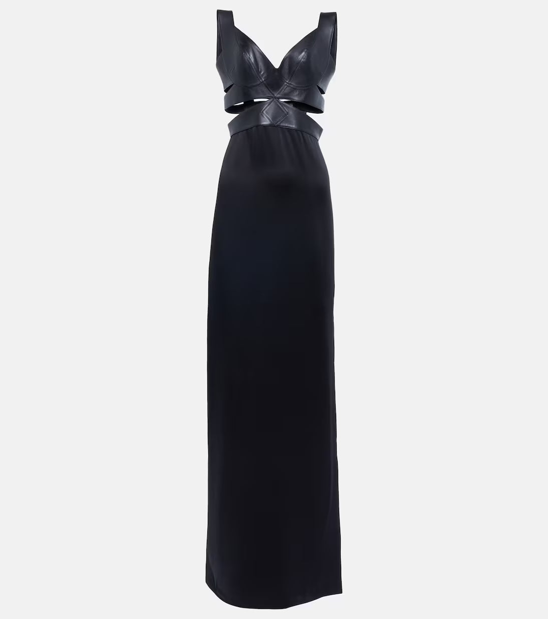 Alaïa Leather trimmed cutout gown