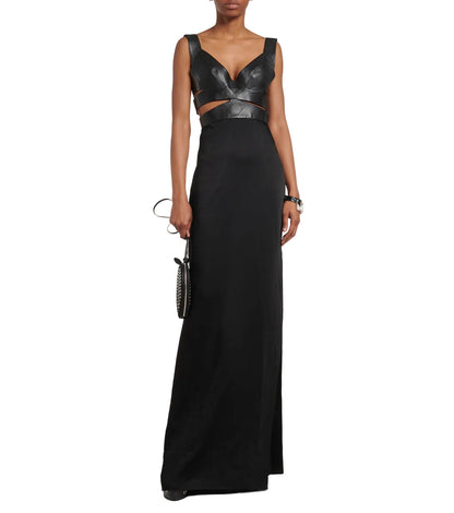 Alaïa Leather trimmed cutout gown
