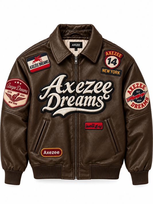Axezee Dreams Brown Varsity Jacket