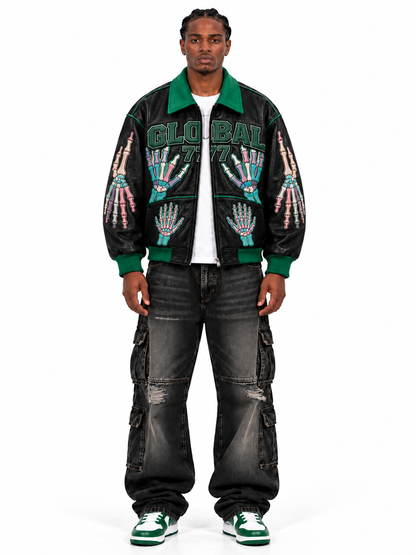 Axezee Skeleton Global 777 Varsity Jacket