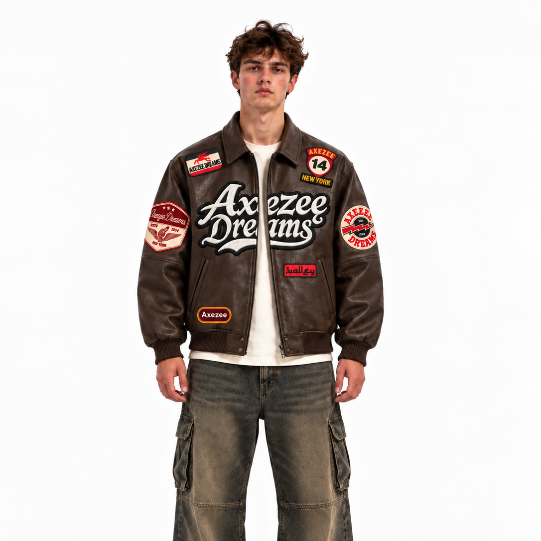 Axezee Dreams Brown Varsity Jacket