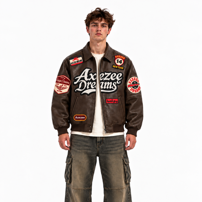 Axezee Dreams Brown Varsity Jacket