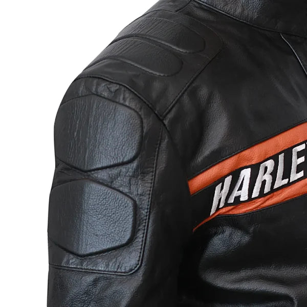 Bill Goldberg Harley Davidson Black Leather Motorcycle Jacket