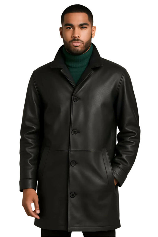 Black Slim Fit Men's Trench Coat