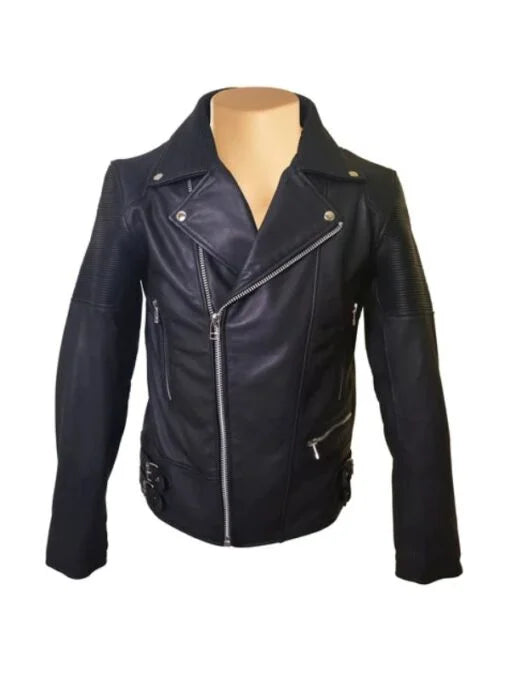 Brett’s Biker Style Black Leather Jacket