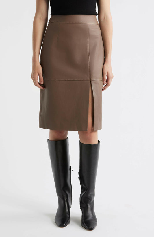 Brown Leather Pencil Skirt Boss