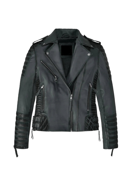 Charlotte Burnt Charcoal Leather Jacket
