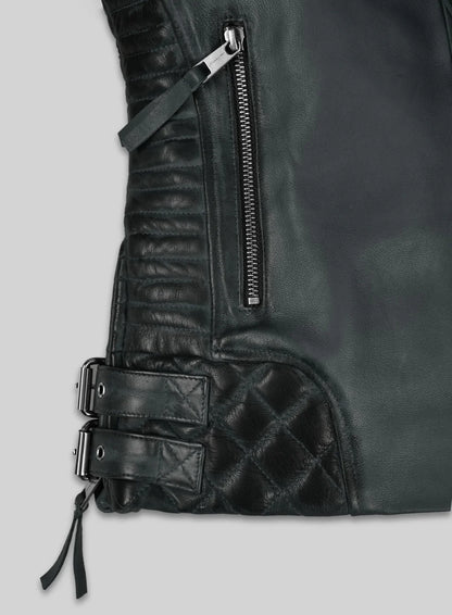 Charlotte Burnt Charcoal Leather Jacket