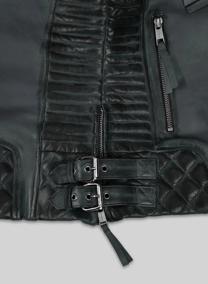 Charlotte Burnt Charcoal Leather Jacket