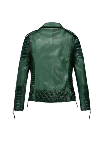 Charlotte Burnt Green Leather Jacket