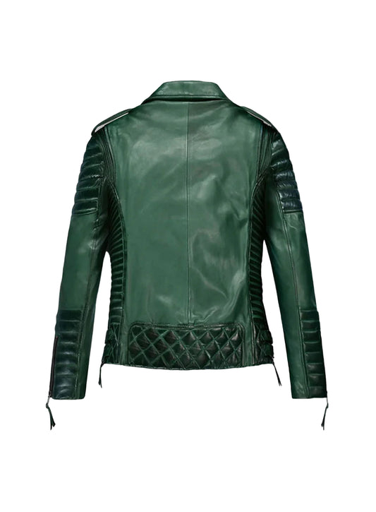 Charlotte Burnt Green Leather Jacket