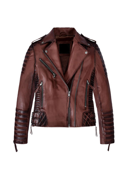 Charlotte Burnt Maroon Leather Jacket