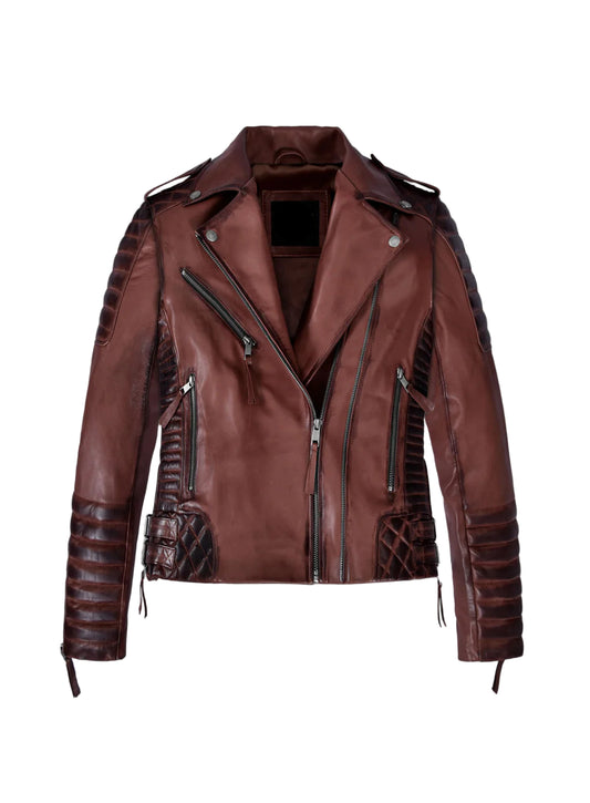 Charlotte Burnt Maroon Leather Jacket
