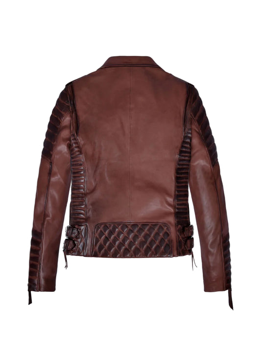 Charlotte Burnt Maroon Leather Jacket