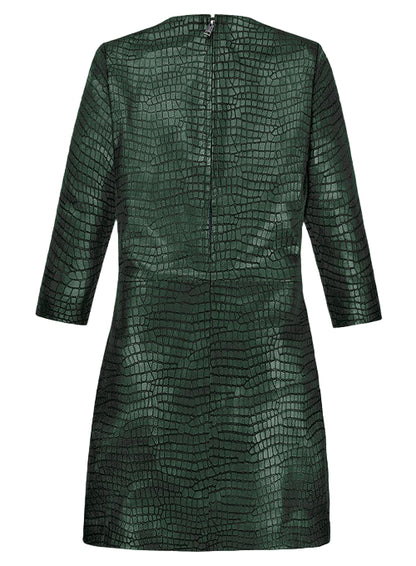 Croc Metallic Green Cacoon Leather Dress