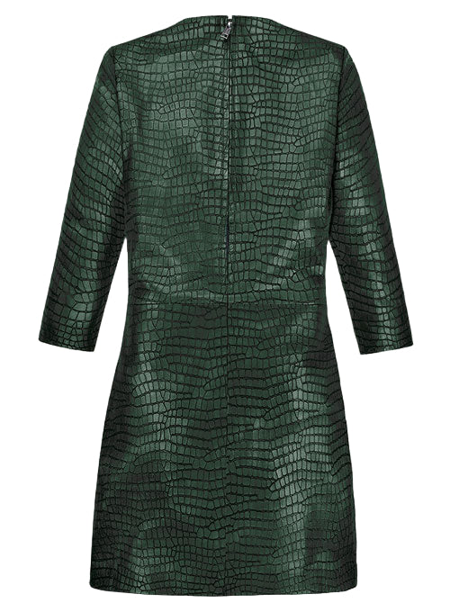 Croc Metallic Green Cacoon Leather Dress