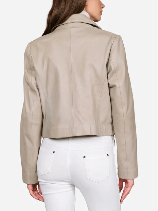 Daisy Cropped Leather Biker Jacket