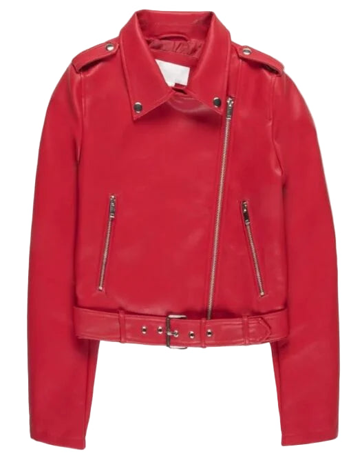 Emily Red Biker Style Leather Jacket