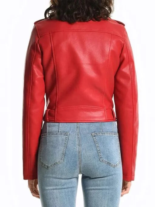 Emily Red Biker Style Leather Jacket