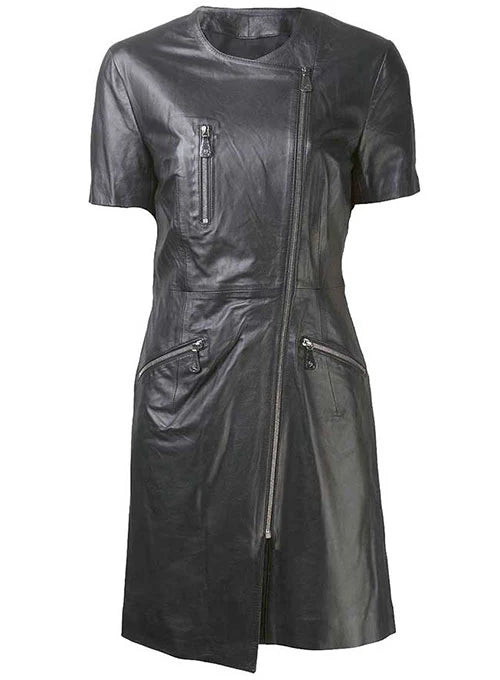 Exposed Zip Leather Dress