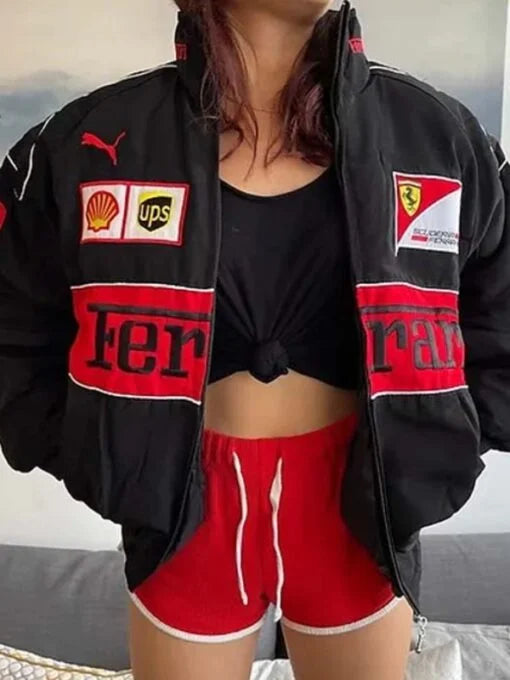 F1 Ferrari Black Bomber Jacket