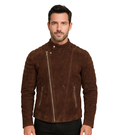 Faisor Mocha Suede Biker Jacket Brown