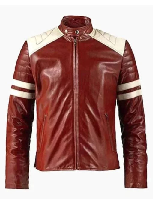 Fight Club Mayhem Red & White Leather Jacket