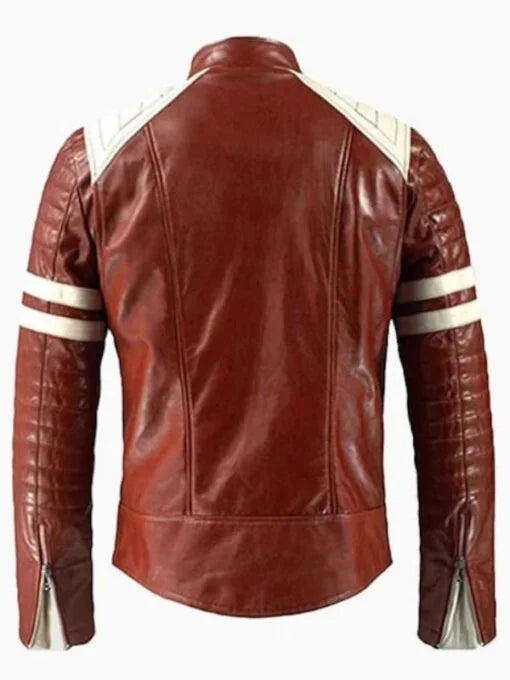 Fight Club Mayhem Red & White Leather Jacket