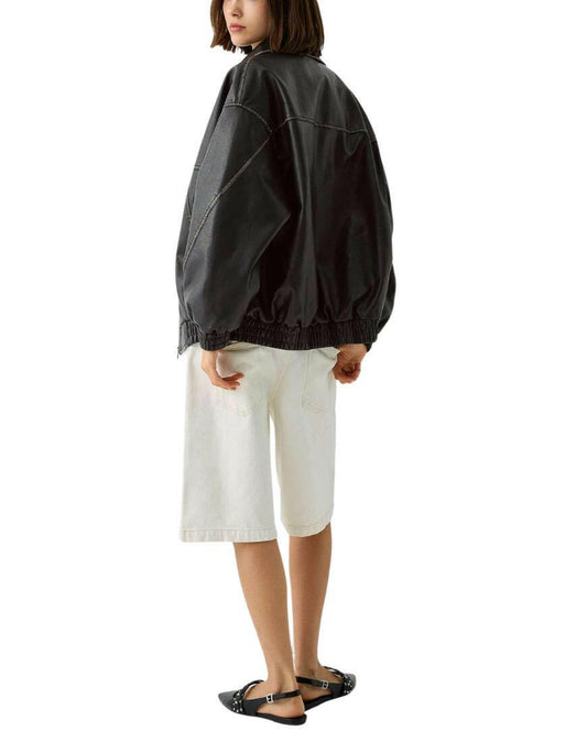 Flair Vintage Brown Bomber Leather Jacket