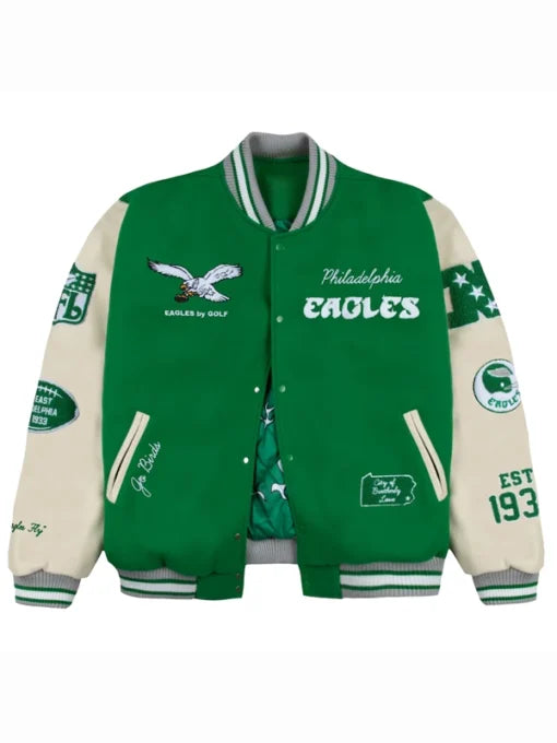 GOLF WANG Philadelphia Eagles Green Letterman Jacket