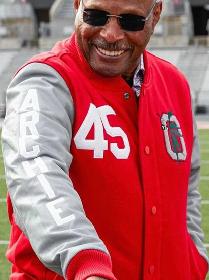 HOMAGE Archie Griffin Red Grey Varsity Jacket
