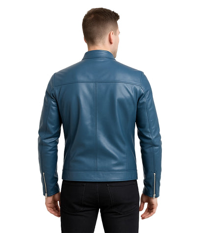 Blue leather jacket 