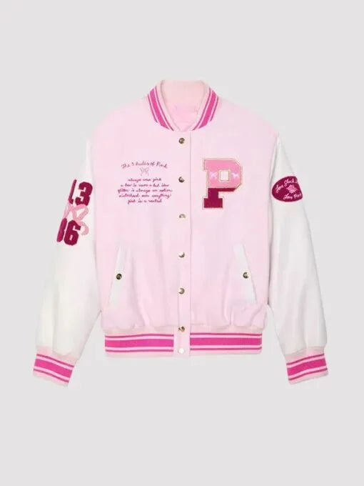 LoveShackFancy X Pink Varsity Jacket