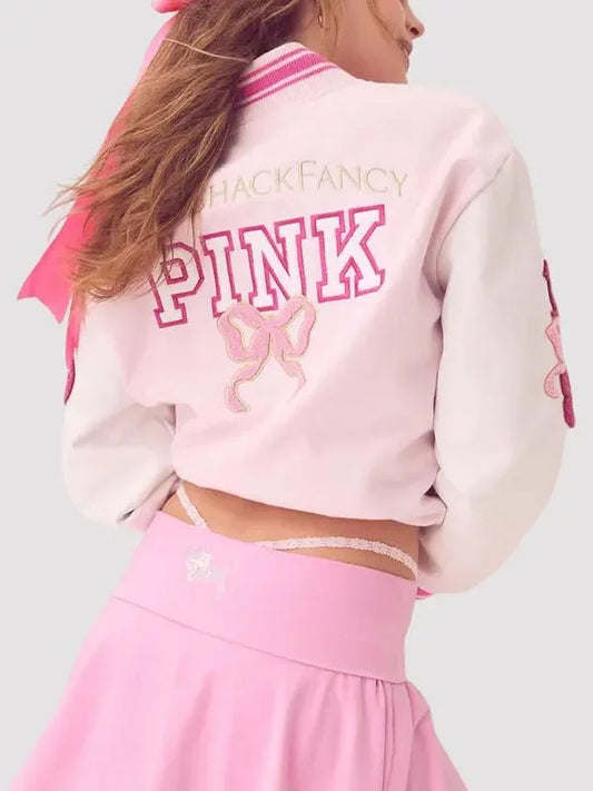 LoveShackFancy X Pink Varsity Jacket