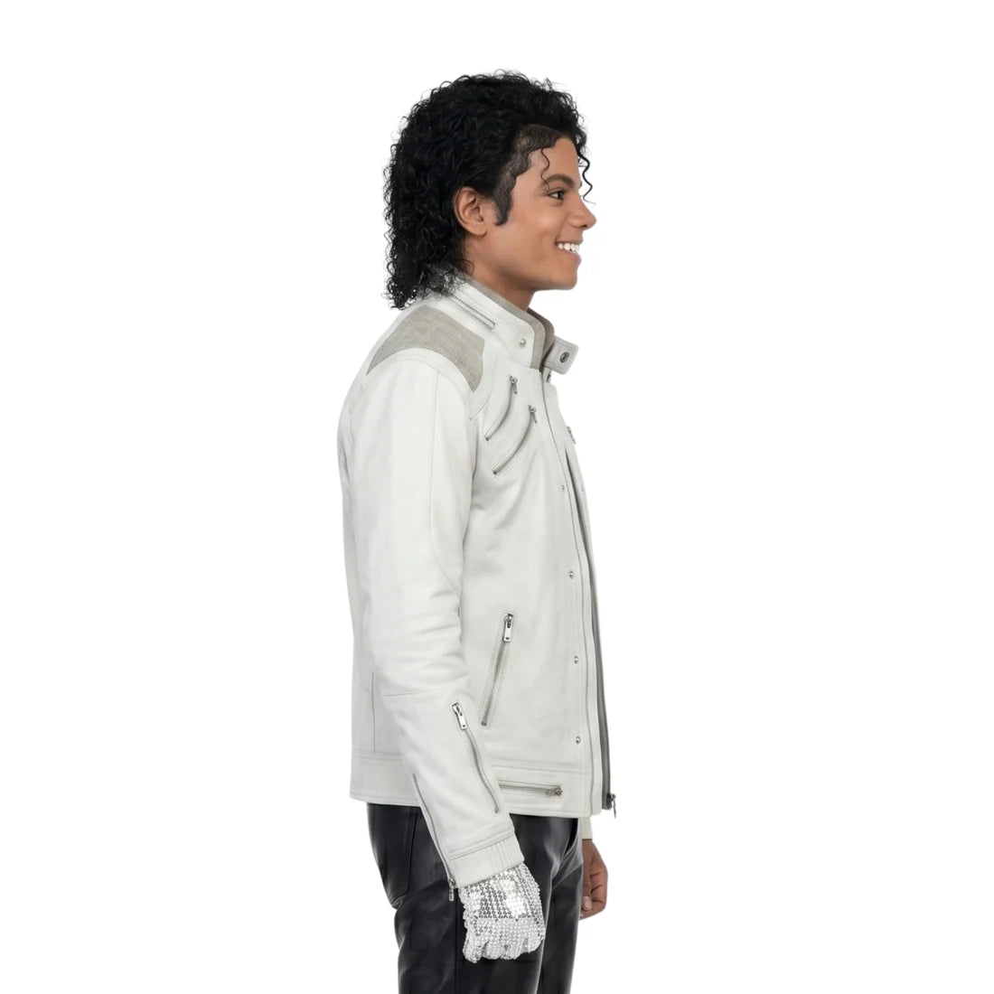 Michael Jackson Beat-IT White Leather Jacket
