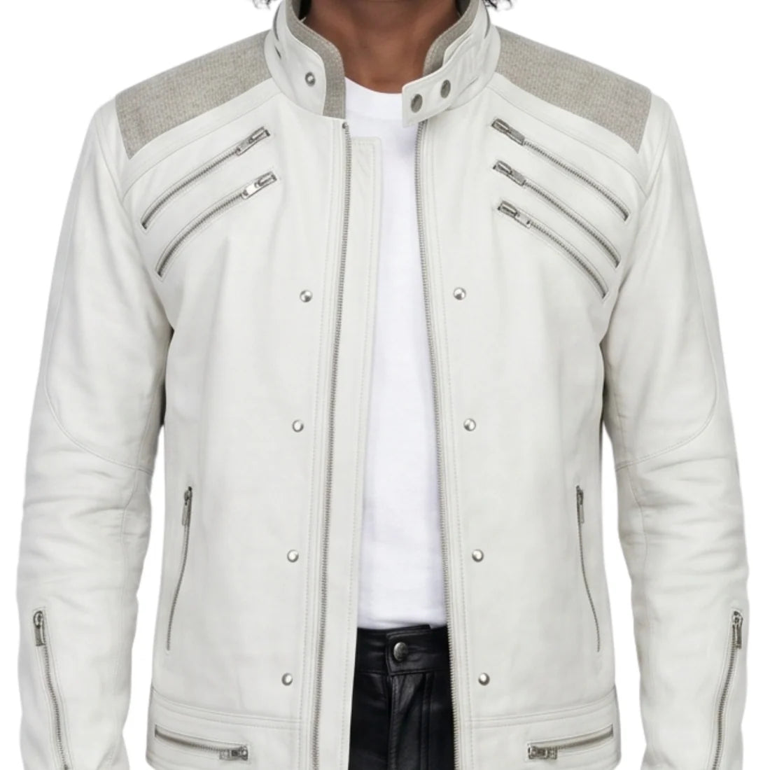 Michael Jackson Beat-IT White Leather Jacket