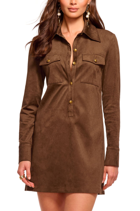 Maria Suede Leather Shirt Dress