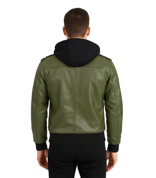 Olive green leather jacket 