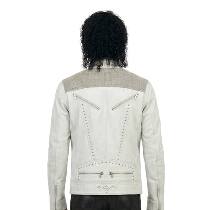 Michael Jackson Beat-IT White Leather Jacket