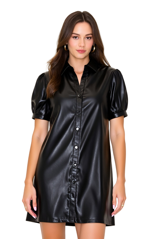 Morgan Black Leather Dress