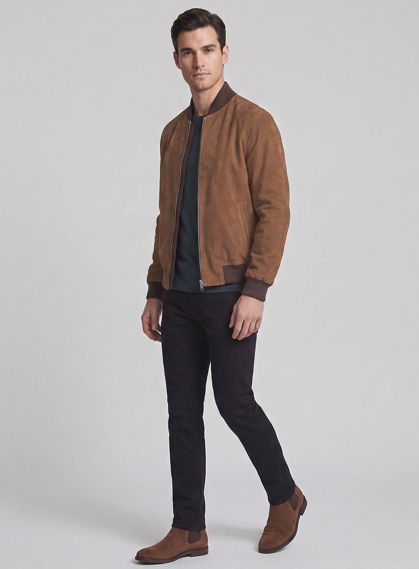 Oak Brown Suede Richard Madden Leather Jacket