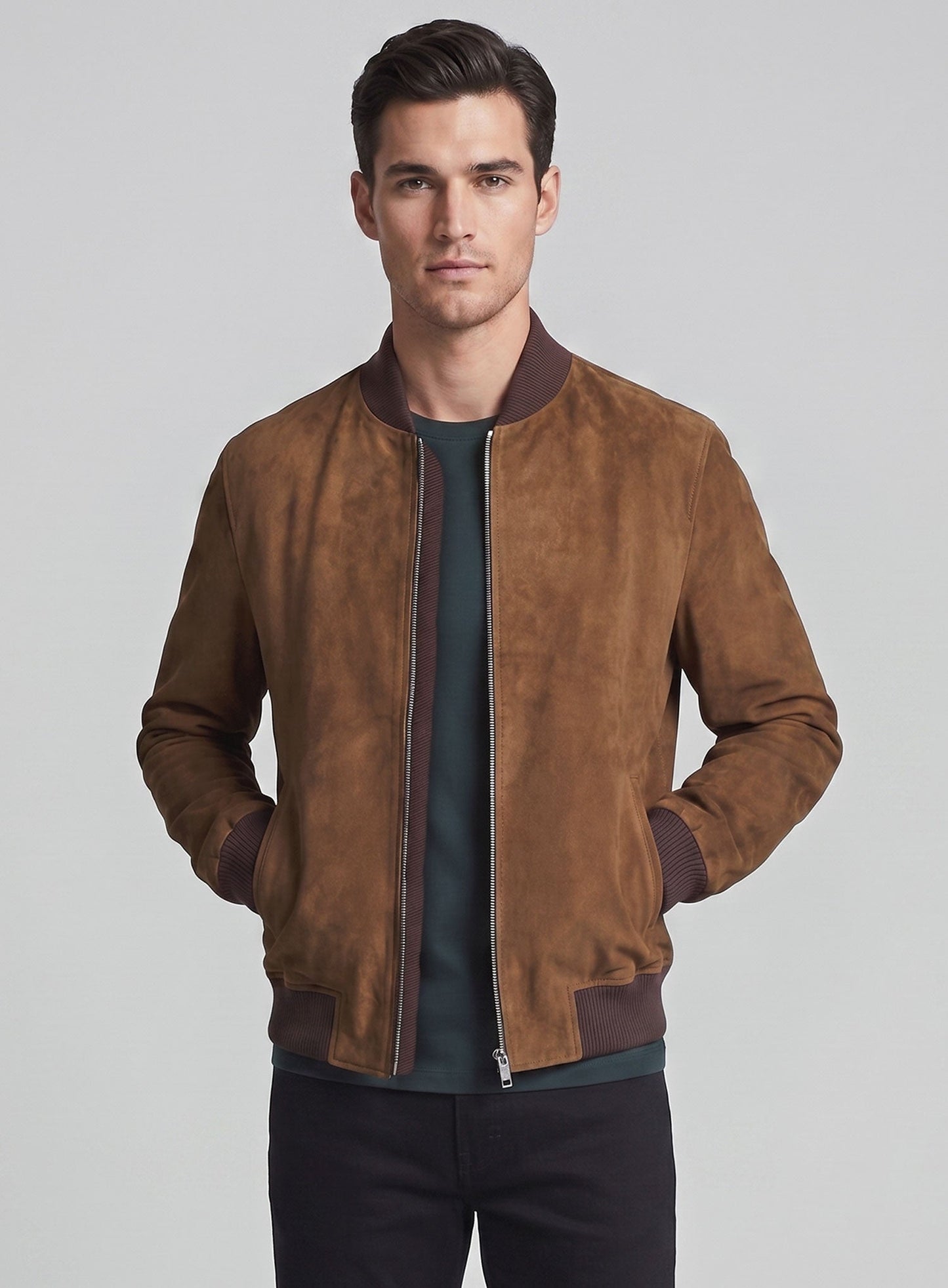 Oak Brown Suede Richard Madden Leather Jacket