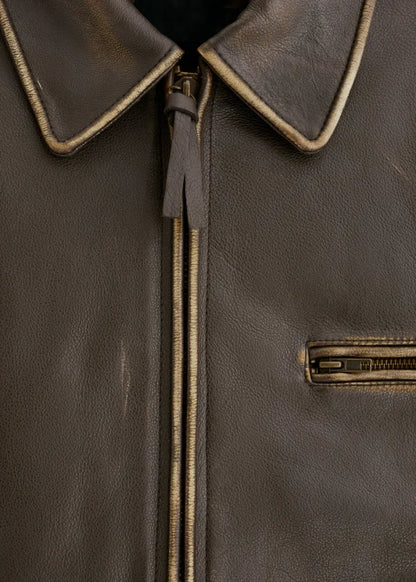 Oversized Worn-Effect Leather Jacket