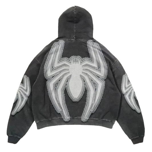 Pullover Vintage Spider Print Hoodie