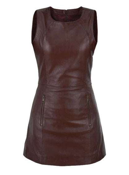 Soft Maroon Wax Miller Leather Dress