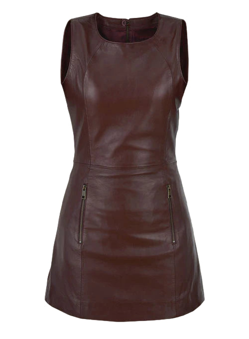 Soft Maroon Wax Miller Leather Dress